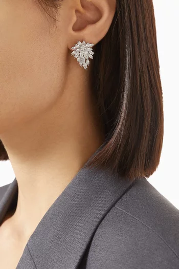 Sunburst Crystal Earrings in Rhodium-plated Brass
