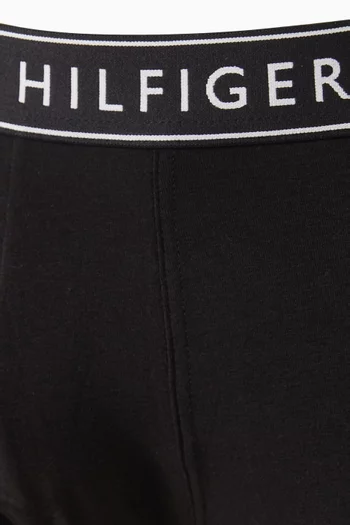 طقم بوكسر بحزام خصر بشعار الماركة قطن مطاطي، 3 قطع