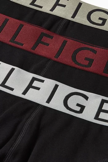 طقم بوكسر بحزام خصر بلون مغاير قطن مطاطي، 3 قطع