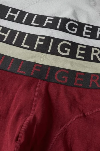 طقم بوكسر قطن مطاطي بشعار الماركة، 3 قطع