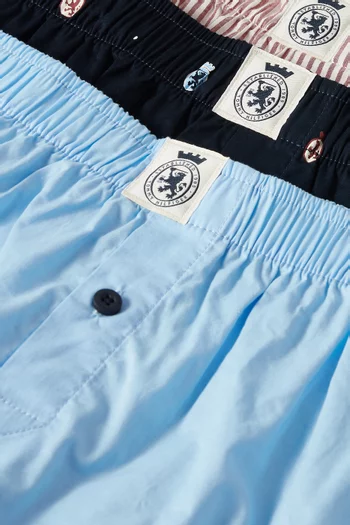 طقم بوكسر بنقشة قطن، 3 قطع