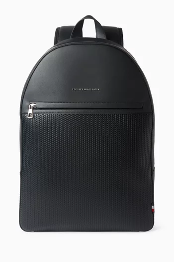 Metal Logo Woven Backpack