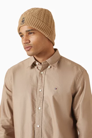 قبعة بيني بشعار الماركة مزيج صوف منسوج