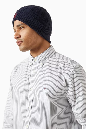 قبعة بيني بشعار الماركة مزيج صوف منسوج