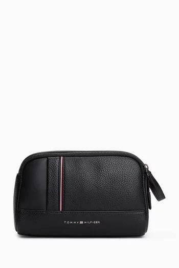 Signature Tape Wash Bag in Faux Leather