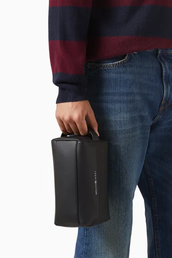 Modern Metallic Logo Textured Washbag