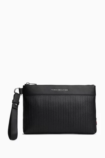 Metal Logo Woven Pouch