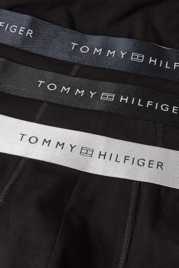 طقم بوكسر بحزام خصر لامع بشعار الماركة قطن، 3 قطع