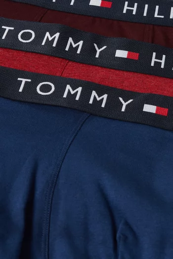 طقم بوكسر بحزام خصر بشعار الماركة مزيج قطن، 3 قطع