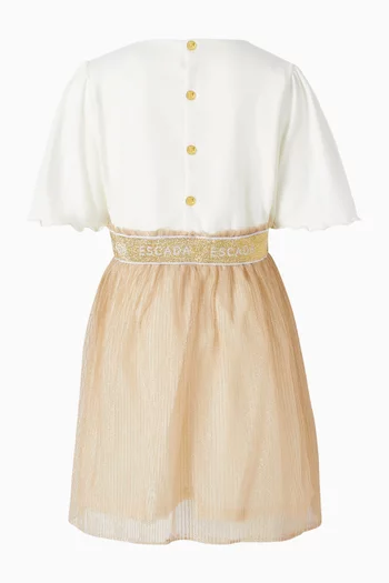 فستان متوسط الطول بشعار الماركة