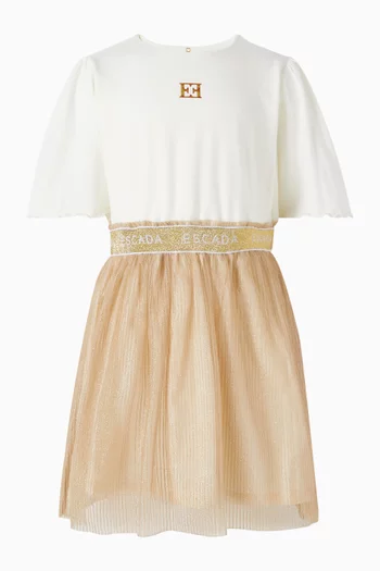 فستان متوسط الطول بشعار الماركة