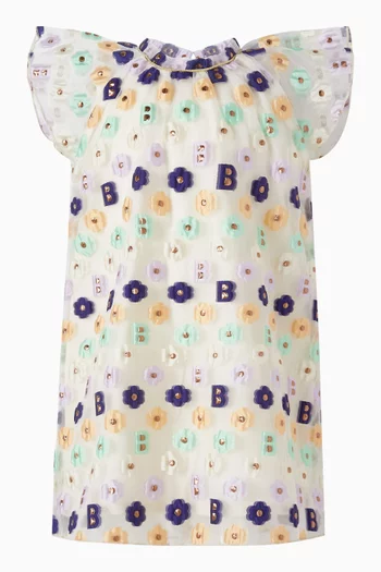 فستان مزين بنقشة بالكامل