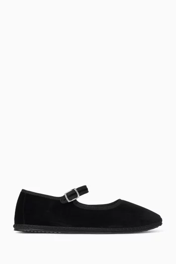Mary Jane Flats in Velvet