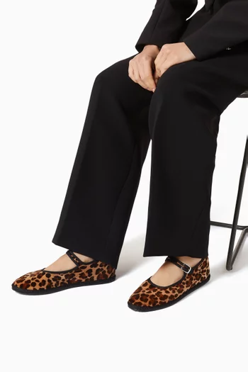 Mary Jane Leopard Ballerina Flats in Velvet
