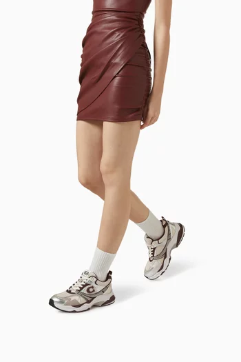 C Logo Sneakers in Mesh & Leather