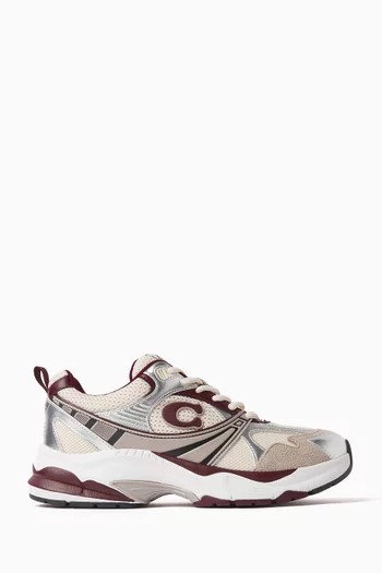 C Logo Sneakers in Mesh & Leather