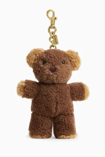 Teddy Bear Bag Charm in Shearling
