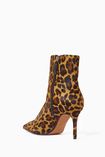 CITY NATURAL ANKLE BOOT IN LEOPARD PRINT HAIR CALF WITH 85MM STILETTO HEEL AND POINTY TOE:Brown    :41|218633157