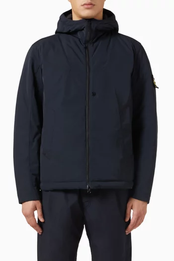 Padded Hooded Jacket in Micro Twill