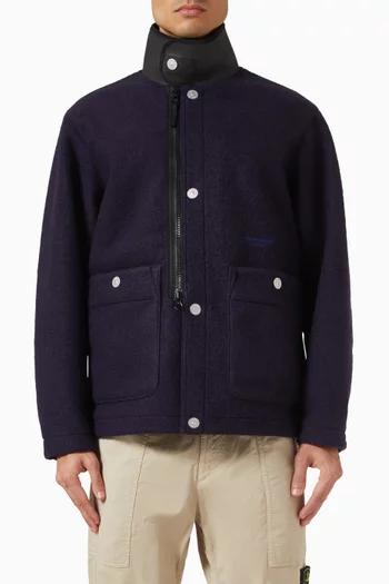 جاكيت بياقة عالية مزيج صوف