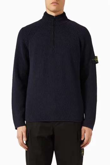 سترة بياقة عالية منسوجة من الصوف