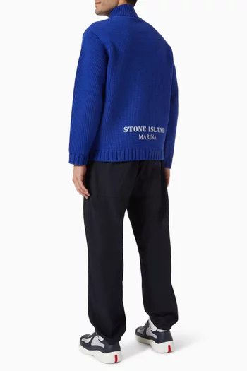 Ribbed Polo Sweater in Linen-blend