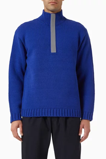 Ribbed Polo Sweater in Linen-blend