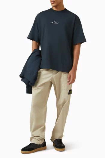 تي شيرت بفتحة رقبة مستديرة قطن جيرسيه عضوي