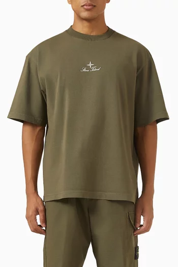 تي شيرت بفتحة رقبة مستديرة قطن جيرسيه عضوي