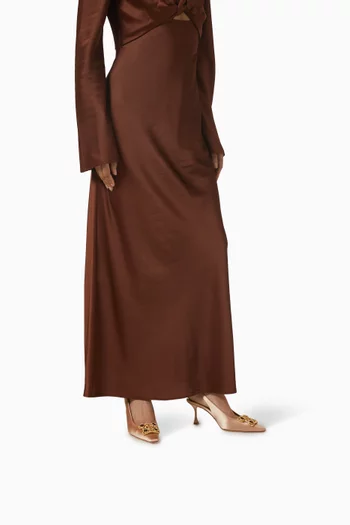 حذاء كلاسيك كيوبيدا بسير خلفي وكعب 70 مم ستان