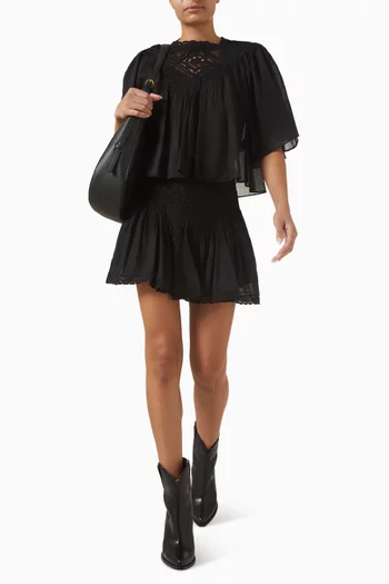 Goldie Lace-trim Mini Skirt in Cotton Voile