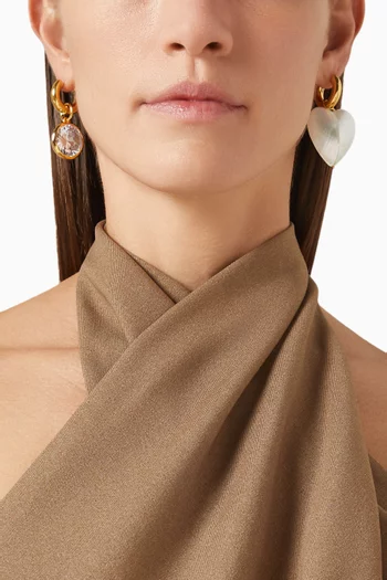 Mother-of-Pearl Stone Earrings in 24kt Gold-plated Brass