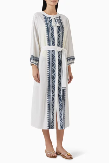 Audrey Belted Kaftan in Cotton-linen