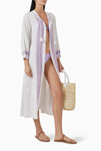 Audrey Belted Kaftan in Cotton-linen