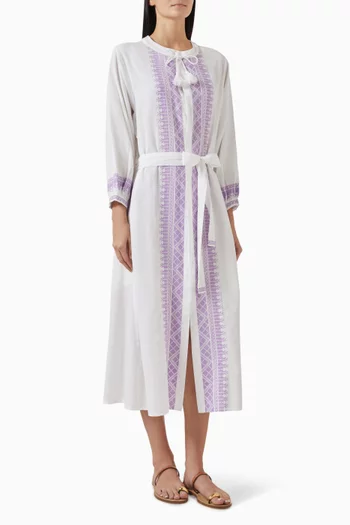 Audrey Belted Kaftan in Cotton-linen