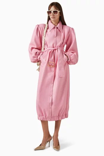 جاكيت بومبر بحزام طويل جلد صديق للبيئة