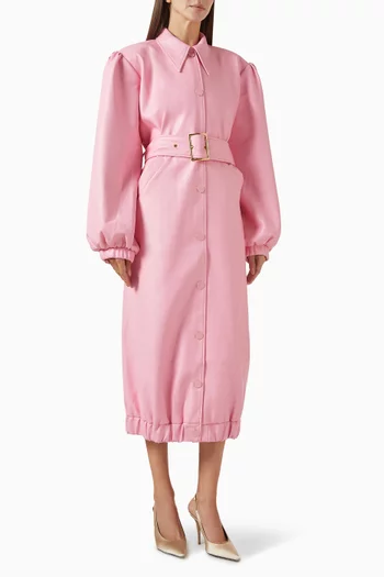 جاكيت بومبر بحزام طويل جلد صديق للبيئة