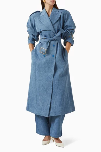 معطف ترنش بقصة فضفاضة دينم