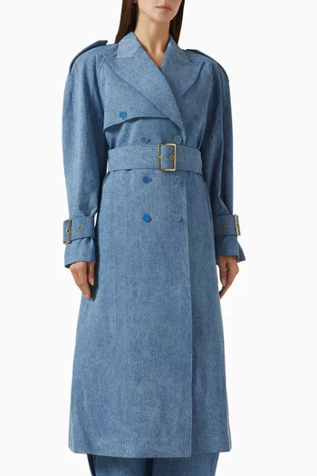 معطف ترنش بقصة فضفاضة دينم