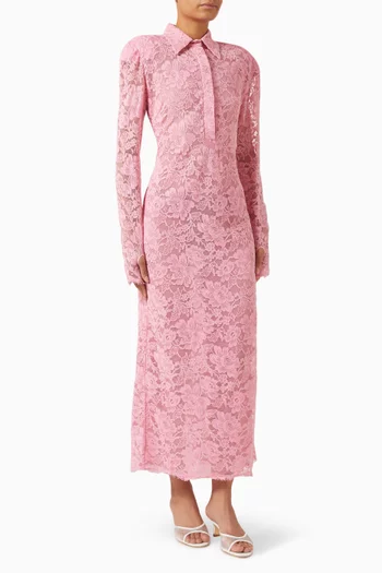 Long-sleeve Polo Midi Dress in Lace