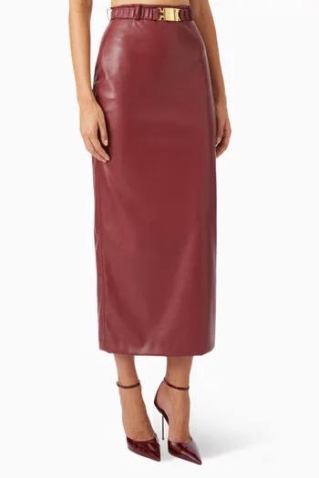 Belted Maxi Skirt in Eco Leather