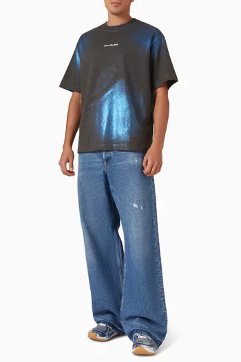 تي شيرت إكسفورد يو بطبعة لامعة قطن