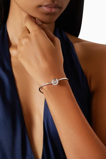 Dextera Crystal Bangle in Rhodium-plated Metal