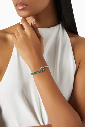 Matrix Crystal Bangle in Rhodium-plated Metal