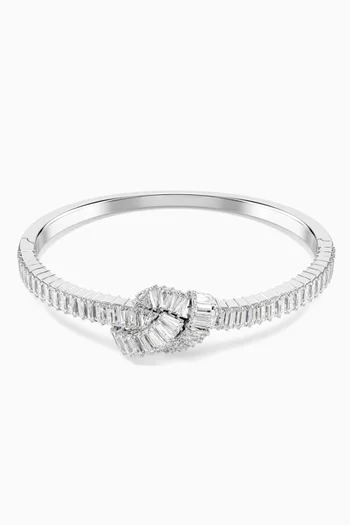Matrix Baguette-cut Knot Bangle in Rhodium-plated Metal