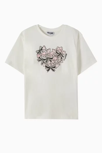 تي شيرت بطبعة قلب وعُقد قطن