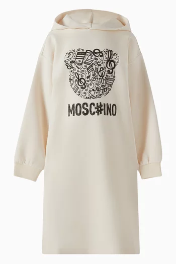 Teddy Hoodie Dress in Cotton Jersey