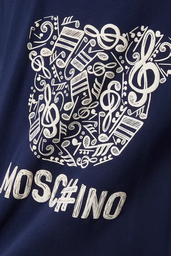 Musical Teddy Print T-shirt in Cotton