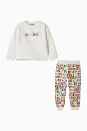 Logo-print Sweatshirt & Pants Set in Cotton