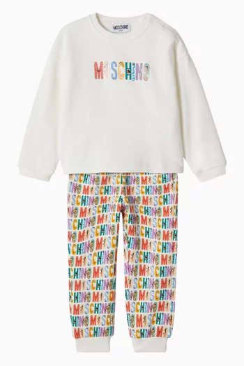 Logo-print Sweatshirt & Pants Set in Cotton